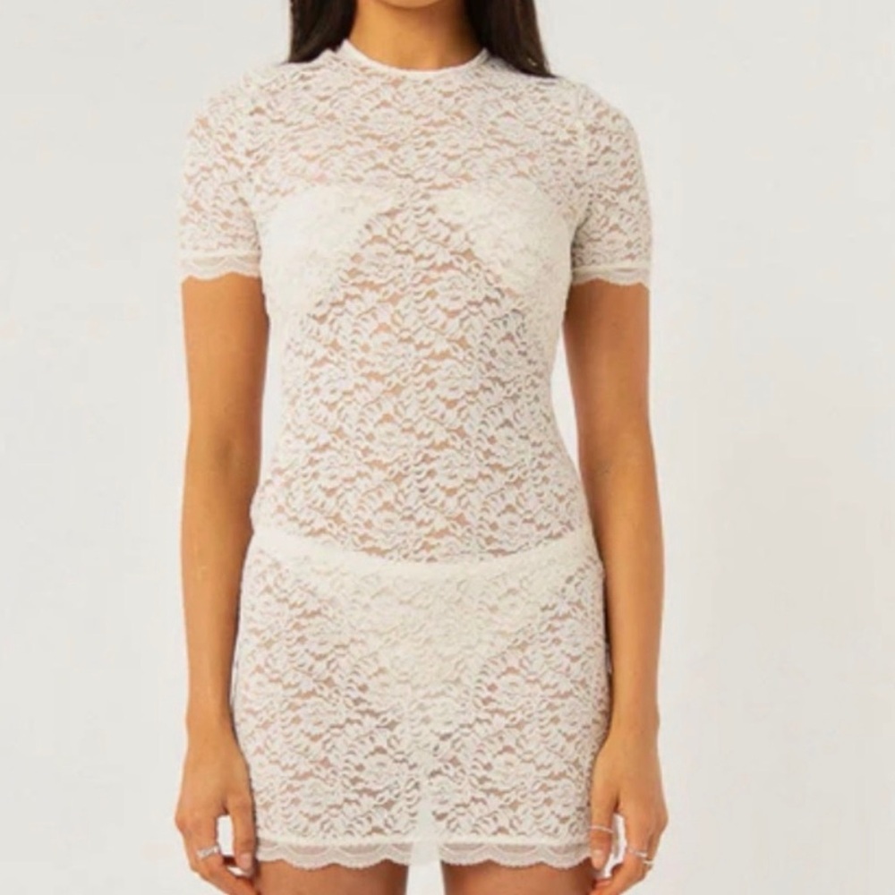 Peppermayo White Lace Mini Dress